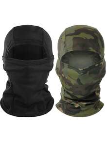 1/2/4件装男女通用纯色/迷彩拉法帽滑雪面罩，户外骑行登山防风防紫外线透气弹性头套 - 彩色 - 查看 15