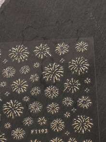 4 Pieces Of New Year Fireworks Glitter Nail Art Stickers - DIY Art Design Of Dazzling Fireworks And Snowflakes For Valentine's Day And New Year's Day, Suitable For Women's Daily Life, Weddings, And Holidays. Disposable Self-Adhesive Back Adhesive Nail Art Stickers With A Simple And Luxurious Theme Style, Easy To Stick Nail Decoration Stickers