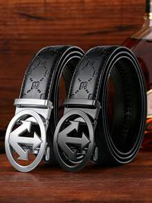 1 Piece Of 2026 New Arrival Men's Light Luxury Arrow-Shaped Automatic Buckle Belt, A Fashionable And High-End Business Belt With Letter-Embossed Strap, 47 Inches Long. Perfect For Matching With Jeans, It Is Suitable For Daily Outings And Office Business Wear, And Also Serves As An Ideal Gift For Family Members And Boyfriends On Anniversaries Or Festivals. - Multicolor - View 9