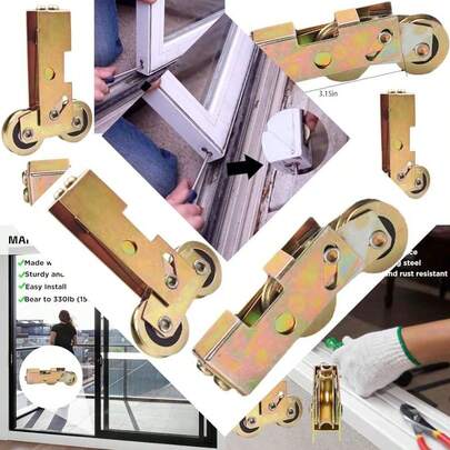 Sliding Patio Door, Steel Ball Wheel Bearing Rear Adjustable Replacement Roller Assembly With 4 Screws For Glass Door, Screen Door, Gate, Window