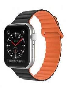 1pc Silicone Magnetic Waterproof Watch Band, Unisex, Compatible With Apple Watch IW Series, Slim Design, Compatible With Apple Watch IW 42mm, 38mm, 40mm, 41mm, 44mm, 45mm, 46mm, 49mm, Fashionable Smart Watch Strap, Replaceable For Series Ultra2, Ultra SE2, SE 10, 9, 8, 7, 6, 5, 4, 3, 2, 1, Suitable As Student Back-To-School Gift - Black - View 6