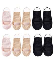 5双装极简透气网眼船袜，隐形浅口防滑半趾袜，夏季 - 彩色 - 查看 10