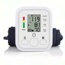 Digital LCD Blood Pressure Monitor For Arm, Cuff Blood Pressure Monitor, Maumanometer, Mexican Speech Function, Portable Electronic Sphygmomanometer For Smart Users, Automatic: One-Click Measurement, No Inflatable Or Manual Auscultation, Reads Measurements Aloud (Systolic And Diastolic, Heart Rate), Easy To View, Indicates Abnormal Heartbeats, Supports Different Users, Backlit Screen Design, Large Print For Nighttime Viewing, Designed For Daily Family Monitoring. Includes Free Sport Fat Burning Patch - White - View 2