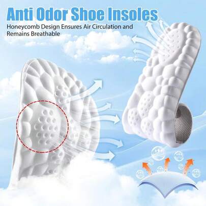 4D Cloud Soft Sponge Insoles, Thickened Memory Foam Cushioning, Marshmallow Softness Shoe Pads, U-Shape Heel Protection, Relief For Foot Pain, Breathable & Odor-Free, Trim To Fit Accessories For Men Women