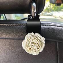 1 Set Ganchos para respaldo de asiento de coche con diseño de camelias en rosa + gris - Accesorios multifuncionales para el interior del coche, adecuados para todos los modelos, 2 piezas/Set, regalo perfecto para amantes, familia y amigos en Navidad y Día de San Valentín - Gancho para flores de peonía - Ver 8