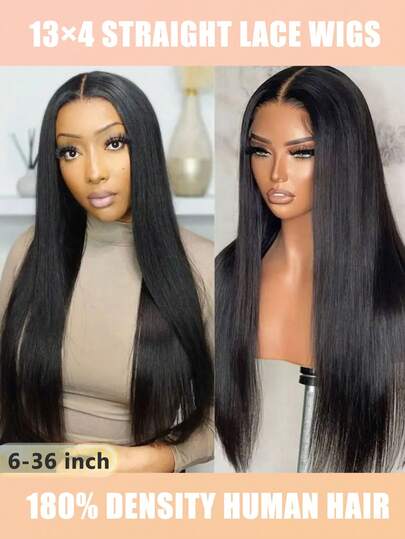 6-36 Inch Bone Straight Human Hair Wigs For Women Sassy Black Long Straight Wig For Women Hair Style Elegant Lace Front With Baby Hair Straight Lace Front Wig 180% Density 13x4 Sheer Lace With Hair Natural Black Layered Hair For Unisex Straight Wig Friendly For Beginners Pre Cut Straight Versatile For Festivals, Parties, Weddings, Holidays, Cosplay - Natural Look & Comfort Fit Bone Straight Human Hair Wigs Lace Front Wigs(Bob Wigs 6-16inch)