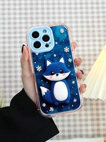 Cute Blue Fox With Snowflakes Pattern Phone Case, Color Block Jelly Multi-Color Series, Built-In Shockproof Buffering, Full Body Protection, Compatible With IPhone 16/15/14/13/12 Series - 粉色 - 查看 5
