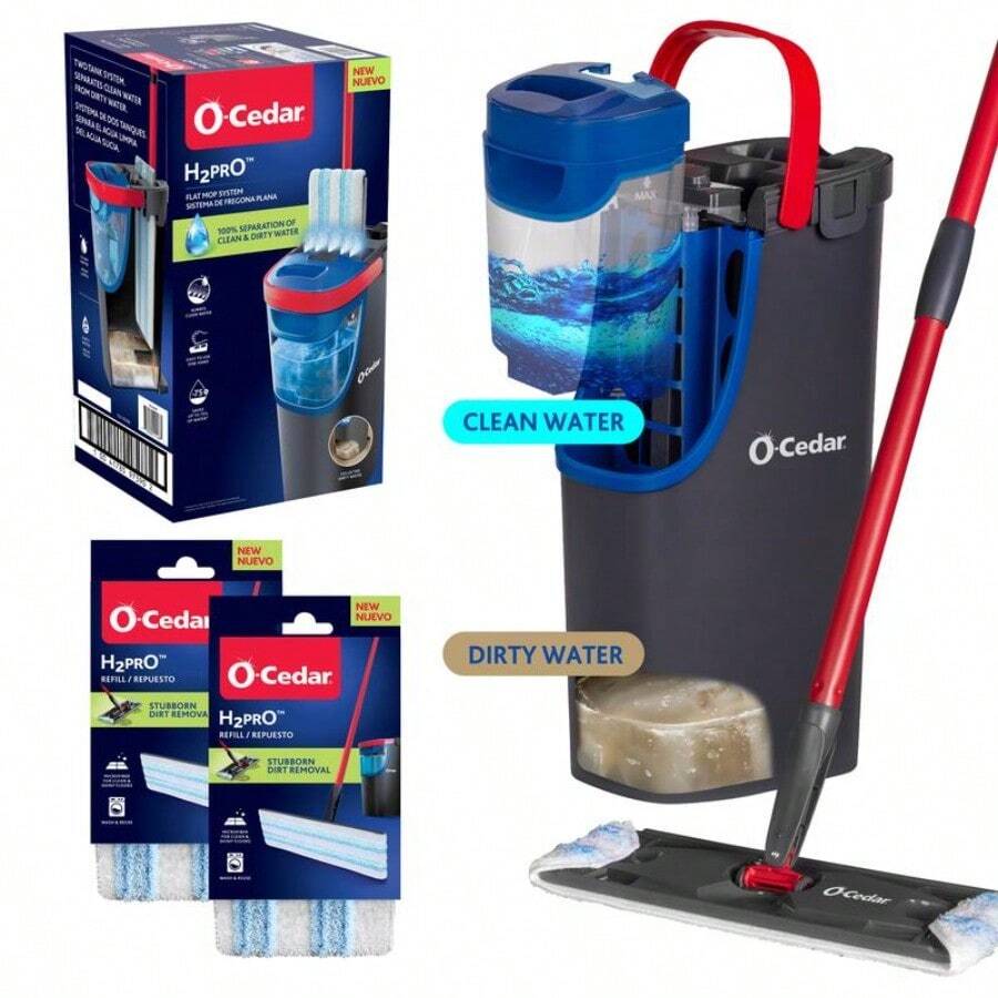 O-Cedar H2prO Flat Mop System - H2pr0 System + 2 Refills - View 1