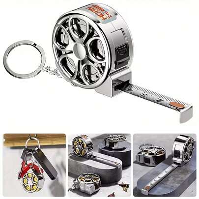 1个迷你钥匙扣卷尺，78.74英寸钢制伸缩尺，紧凑型钢制卷尺，公制和英制双刻度，多功能钢尺礼品