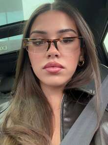 1 Cặp kính nữ kiểu dáng tối giản retro bằng nhựa không gọng, gọng vuông và chữ nhật, tròng kính trong suốt, phụ kiện kính mắt nữ, phụ kiện du lịch và cắm trại. - da báo - Xem 4