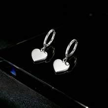 1pc Fashionable, Exquisite, Cute, Minimalist, Unique Stainless Steel Heart Hoop Earrings, Suitable For Women's Outfits In Spring, Summer, Autumn And Winter, For Work, Study, Dating, Travel, Concerts, Parties, And Various Holidays - Silver-love - View 4