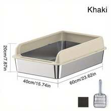 Stainless Steel Litter Box Anti Splashing Stainless Steel Cat Litter Box - g - View 7