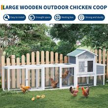 Jaula grande para pollo con techo impermeable y resistente a los rayos UV, gallinero de madera de 122 pulgadas con caja nido, bandeja deslizante y rampa, jaula para gallineros para patio trasero - Blanco - Ver 3