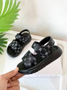 Sandale sport unisex pentru băieți/fete, 2-8 ani, potrivite pentru activități în aer liber de vară, sandale sport negre plate, antiderapante și rezistente la uzură, sandale de plajă negre moi și confortabile pentru băieți/fete, pentru călătorii și vacanțe, ușor de purtat și de descalțat, sandale din piele moale și respirabilă pentru băieți/fete, sandale la modă stradală, casual, cu model ursuleț drăguț, pentru copii. - Negru - Vizualizare 7