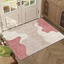 1pc Modern Chic Style Beige Wavy Pattern Rug. Velvet Fabric Weighs Approx. 850g, Thickness Approx. 0.6cm. Durable, Anti-Slip, Easy To Clean Rug. Available In Multiple Sizes. Suitable For Kitchen, Living Room, Dining Room, Bedroom, Balcony, Bathroom, Study And More. An Ideal Choice For Home Decor. - Multicolor - View 9