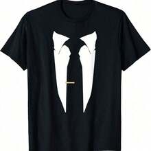 Traje Corbata Boda Esmoquin Graduación Ceremonia de Soltero Camiseta - Negro - Ver 2