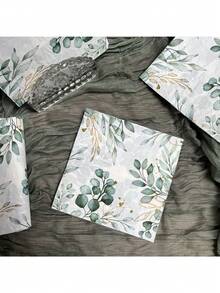 20张桉树餐巾纸，优雅简约的绿色叶子图案，适用于婚礼、情人节派对和生日聚会。 - 彩色 - 查看 9