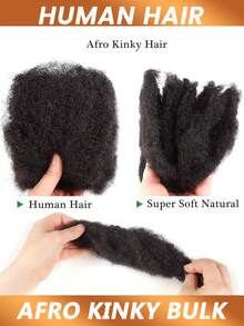 非洲卷曲散装真人发，适合编发，30克，非洲卷曲真人散装发，适合扭辫、迷你扭辫或微型辫子接发，柔软卷曲扭辫发 - Natural Black - 查看 3