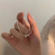 1件优雅心形吊坠手链 - 适合情人节、周年纪念日和日常佩戴 - 銀色愛心手鍊#SZ1405 - 查看 1