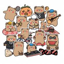 52pcs Teddy Bear Stickers, Children's Stickers, Stickers, Hand Account Graffiti, Suitcase Stickers, Cute Little Brown Bear Stickers - Little Brown Bear Stickers - View 4