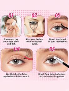 MEM 168片D型卷翘自然睫毛嫁接套装,168片睫毛簇套装,9-12毫米精致睫毛嫁接,包含胶水、封口胶和睫毛嫁接镊子,可在家DIY嫁接 - 黑色 - 查看 8