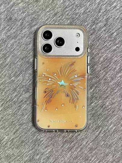 星形烟花手机壳，适用于 17、17 Pro Max、16 Pro Max、16 Pro、16 Plus、15 Pro Max、15 Pro、15 Plus、12 Pro Max、12 Pro 等机型，适合送给女生，也可作为礼物送给亲戚、朋友、同学或闺蜜。