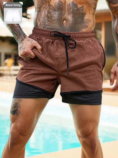 Pantalones cortos de playa casuales con cordón para hombres, transpirables, versátiles, adecuados para el uso diario y deportes, primavera/verano