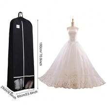 高级帆布婚纱收纳袋，带拉链 - 防潮防尘，可悬挂收纳婚纱，附赠鞋袋