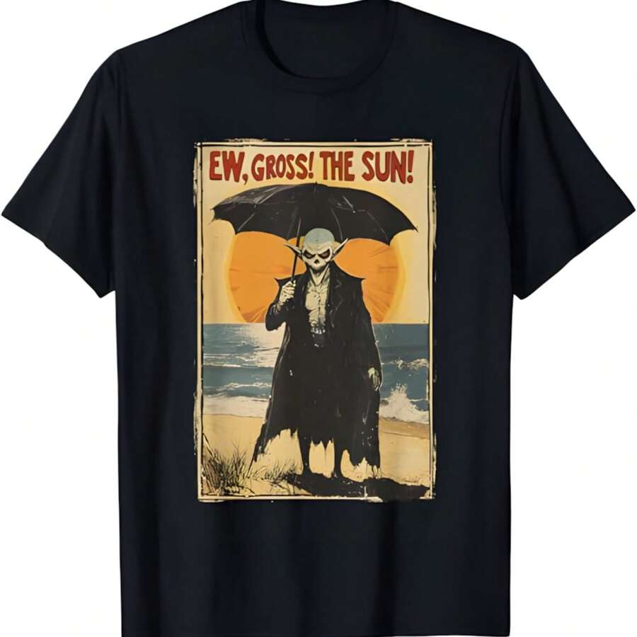 Summer Goth Vampire Beach Funny Emo Gothic Ew Gross The Sun T-Shirt - 黑色 - 查看 1