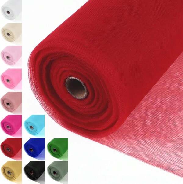 Red Tulle Fabric Rolls 54 Inch X 40 Yards Large Mesh Tull Bolt For Wedding, Garden Netting, Tutu Skirt, Party Decoration And Craft Supplies