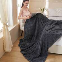 Local Delivery  Fleece 3D Checkered Lightweight Bed Blanket All Season Use, Can Be Used In Many Scenarios, Bath Towel, Bathrobe, Blanket, Air-Conditioning Blanket, Shawl Blanket, Travel Blanket1 Pc Super Soft Throw Blanket Premium Silky Flannel - 深灰色 - 查看 10