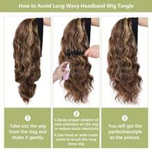 DLong Wavy Headband Wig For Women Black Wigs With Brown Blonde Highlight 200% Denisty Headband Wigs Put On And Go Gluel Wig Long Synthetic Wig For Women Party Daliy Use - highlightheadbandwig - View 7