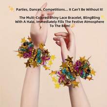 1pc School Team Performance Dance Wrist Flower, Dance Hand Flower Prop, Suitable For Sports Events, Multicolor Star-Shaped Hand Flower, Ideal For Parties, Dance Performances, Sports Events And Celebrations