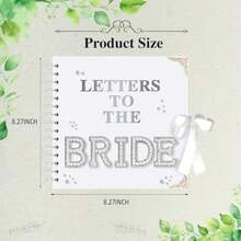 8 X 8 Inch Letters To The Bride Scrapbook Wedding Memory Book Bridal DIY Blank Paper Scrapbook Photo Album Guest Book Sign With PearlandFlower Stickers Metallic Letters Gems Bows - trắng - Xem 2