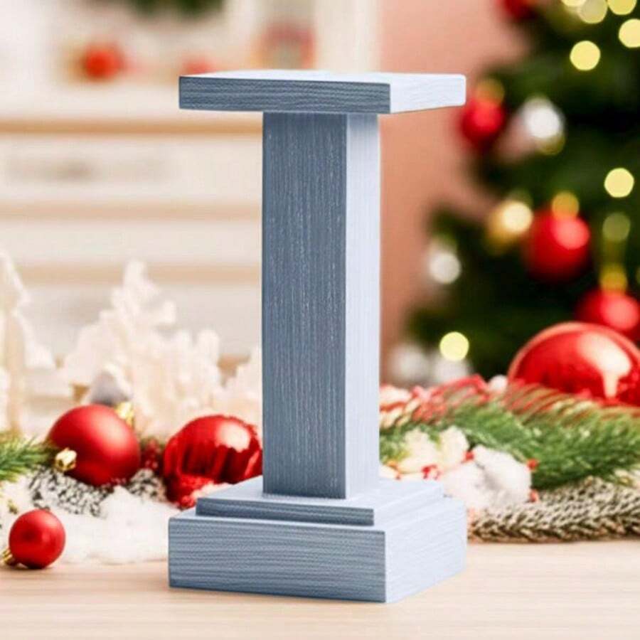 MINGZHANG 1pc 15cm Height Resin Angel Display Stand, Lightweight & Durable Design, High-Quality Resin Material With Blue Finish, Decorative Pedestal Base For Home Decoration | Minimalist Style, Light Blue Color, Rectangular Shape, Smooth Surface With Wood-Grain Texture Details, Multi-Functional Display Holder For Christmas Angels, Ornaments, Candles, Perfect For Christmas, Holiday Season, Indoor Décor, Winter Festive Celebrations - 淺藍色 - 查看 1