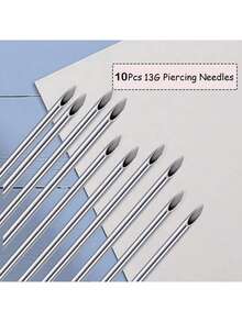 5pcs Hollow Piercing Needles, 12G, 13G, 14G, 16G, 18G And 20G, Suitable For Ear, Nose, Navel, Abdomen, Lip, Tongue Piercing Kit And Piercing Tools - Silver - View 27