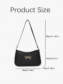 Elegant Crescent-Shaped Underarm Shoulder Bag For Women, Chic Casual Fashion, Solid Color Underarm Bag - màu đen - Xem 11