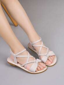 泰国手工编织凉鞋，女童鞋，天然橡胶波西米亚风夏季户外沙滩鞋，防滑 - 米色 - 查看 2