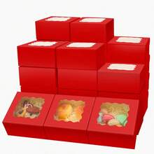 Cajas de panadería Kraft con ventana, Cajas pequeñas para pastelería, Gruesas y resistentes - Albaricoque - Ver 8