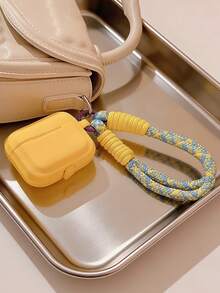 1pc Striped Yellow + Yellow & Blue Braided TPU Bluetooth Earphone Protective Case, Compatible With Airpods 1/2, Apple Pro 3/Pro 2 Series - Multicolor - View 5