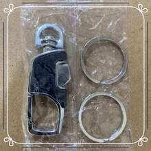 1pc Double Ring One-Click Key Chain, Iron Chain Anti-Lost Leather Ring - Fashionable Metal Texture Design, Sturdy Structure, Suitable For All Vehicle Models, Perfect Gift For Enthusiasts, Driver Accessory, Key Ring - Black * 1 Piece - View 2