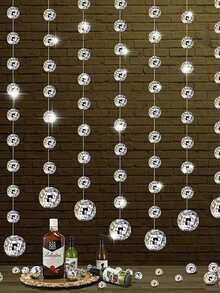 8个镀银迪斯科球挂饰 - 节日主题生日派对背景装饰，适用于迪斯科音乐主题派对、俱乐部、婚礼、舞曲节、生日派对、家居装饰和迪斯科球装饰树 - 多色 - 查看 2