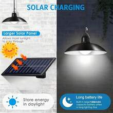 1pc Solar-Powered Pendant Lamp, 1/2 LED Lights, Wall Mount, Adjustable Height, Toggle Control, IP44 Waterproof, Solar Lithium Battery, Outdoor/Indoor Use, Black Plastic