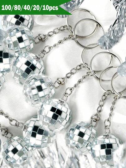 5/10/20/40pcs Mini Disco Ball Keychain, Cute Shiny Key Chain Pendant Decor, Suitable For Bags, Phones, Party Favors, Daily Use, Holidays, Parties, Weddings, Christmas, Car Accessories, Bag Charms, Gothic Y2K Halloween Accessories, Teacher's Day Gifts