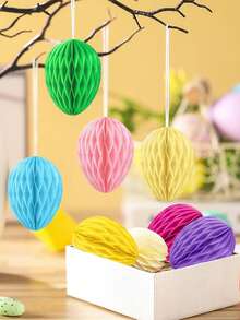 7 chiếc thỏ giấy tổ ong và nhụy trứng Phục Sinh - Có thể gấp gọn và dễ treo, đồ trang trí săn trứng mùa xuân màu pastel, thích hợp làm quà tặng trong các bữa tiệc Phục Sinh, đám cưới và các lễ hội mùa xuân - Đồ trang trí trứng hình thỏ tổ ong. - Trứng Phục Sinh - Xem 8