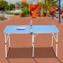Klapptischtennis Ping Pong Tischset mit Bällen, Schlägern und Netz, 9,84 * 29,92 Zoll Tisch, Einfach zu Tragen und Platzsparend, Gefaltete Größe: 29,92 * 29,92 * 2,55, Geeignet für Innen- und Außenbereich, Blau - Blau - Übersicht 4