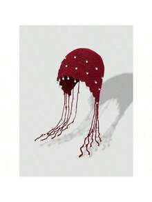 1pc Women's Handmade Crochet Hollow Out Beanie Hat, Lightweight Knitted Tassel Decor Cap, Fashion Headwear For Summer Sun Protection, Boho Style, Suitable For Mother And Daughter, Women Vacation, Halloween - Nhiều màu - Xem 12
