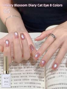 MISSMONDAY 1 Bottle Of 15ml Sakura Pink Cat Eye Gel Nail Polish, Super Bright Removable UV Gel Mirror Glass Cat Eye Magnetic Gel Nail Polish, Semi-Permanent, Suitable For Seasonal Nail Art, DIY Manicures, Salon And Home Use. - Hồng - Xem 19