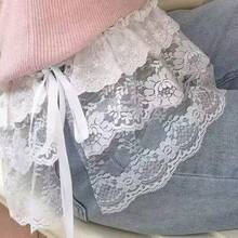 1pc Layered Lace Anti-Flashing High Waist Short Slip Skirt With Elastic Waistband