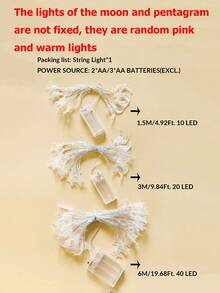 1 dây đèn LED hình sao và trăng 10/20/30 bóng dài 1.5/3/6 mét, đèn trang trí ngày lễ, đèn trang trí phòng trong nhà, phòng ngủ, cửa sổ, đèn trang trí tiệc cưới, ngoài trời, sân vườn. - Ngũ Hành + Mặt Trăng - Xem 6